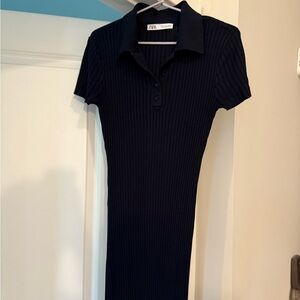 Knit navy blue midi dress